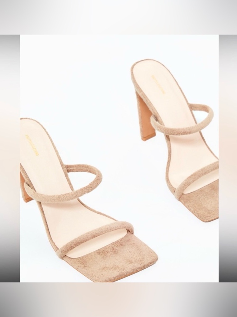 PrettyLittleThing Nude Strappy Heels Square Toe Slip On Sandals Bridesmaid Size6 - Picture 8 of 8